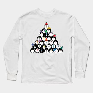 Jolly Colourful Penguin Pyramid Long Sleeve T-Shirt
